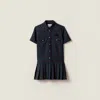 Miu Miu Embroidered Wool Mini Dress In Blue