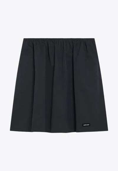 Miu Miu Pleated Poplin Skirt In Gray