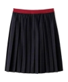 Miu Miu Pleated Pinstripe Midi Skirt In Black