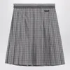 Miu Miu Pleated Check Midi Skirt In Gray