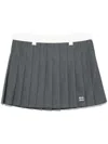 Miu Miu Gray Pleated Mini Skirt With Natural Waist In Gray