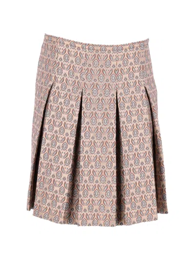 Pre-owned Miu Miu Pleated Skirt In Neutral