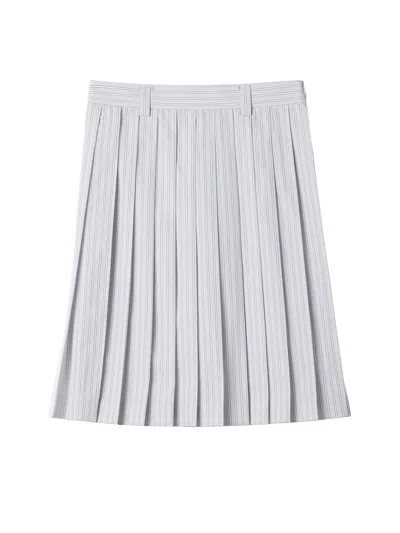 Miu Miu Pleated Striped Poplin Shirt In Brown