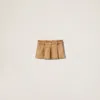 Miu Miu Pleated Suede Skirt In Maple Brown