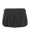 Miu Miu Pleated Tartan Skirt In Black