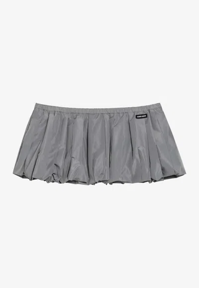 Miu Miu Pleated Tech Mini Skirt In Gray