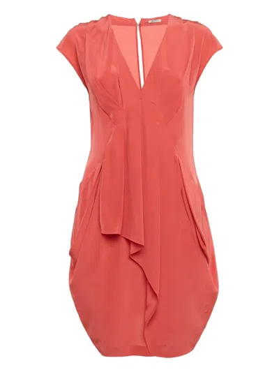 Pre-owned Miu Miu Pleated V-neck Dress