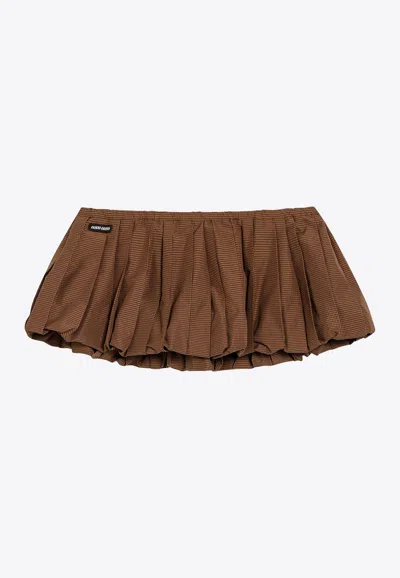 Miu Miu Pleated Vichy-check Mini Skirt In Caramel