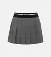 Miu Miu Pleated Virgin Wool Mini Skirt In Ardesia