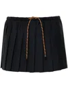 Miu Miu Pleated Virgin Wool Mini Skirt In Bleu