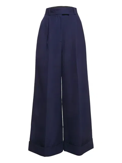 Pre-owned Miu Miu Pleated Wide-leg Trousers In Blue