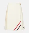 Miu Miu Pleated Wool And Mohair Midi Skirt In White