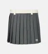 Miu Miu Gray Pleated Mini Skirt With Natural Waist In Grey
