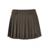 Miu Miu Pleated Wool Mini Skirt In Brown