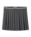 Miu Miu Gray Grisaille Pleated Miniskirt In Gray