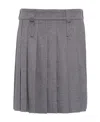 Miu Miu Velour Pleated Wool-cashmere Skirt In Gray