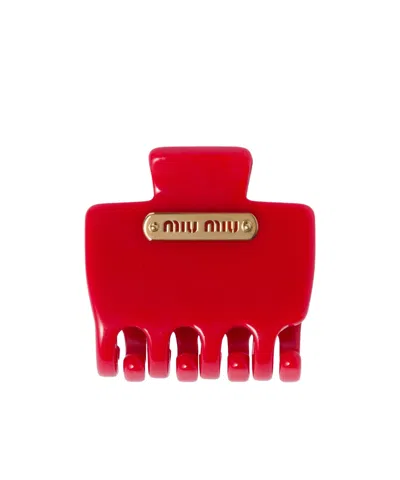 Miu Miu Plexiglas Clip In Red
