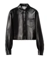 Miu Miu Leather Crop Jacket In Black
