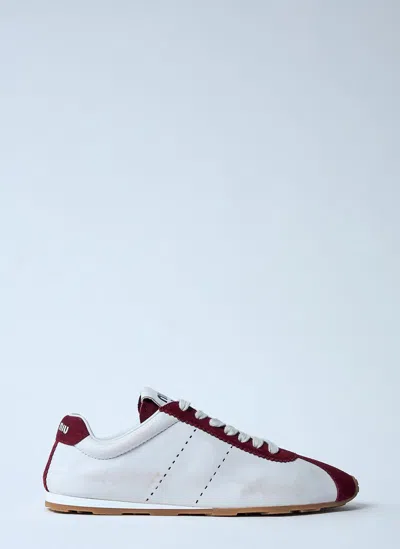 MIU MIU PLUME LEATHER AND SUEDE SNEAKERS