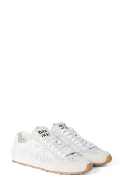 Miu Miu Plume Mesh Low Top Sneaker In White