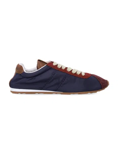 Miu Miu Plume Mini Sneaker In Technical Fabric With Suede Inserts In Multi