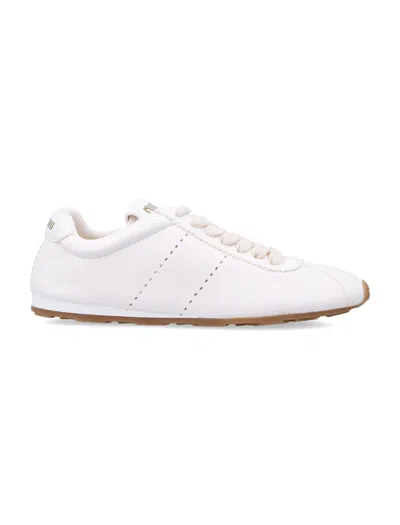 Miu Miu Plume Nappa Leather Perforated Sneaker In White