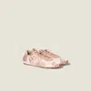 Miu Miu Plume Satin Low Top Sneaker In Pink