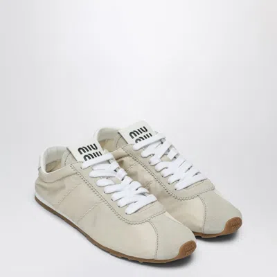Miu Miu Plume Sneaker In Ivory Leather Women In Multicolor