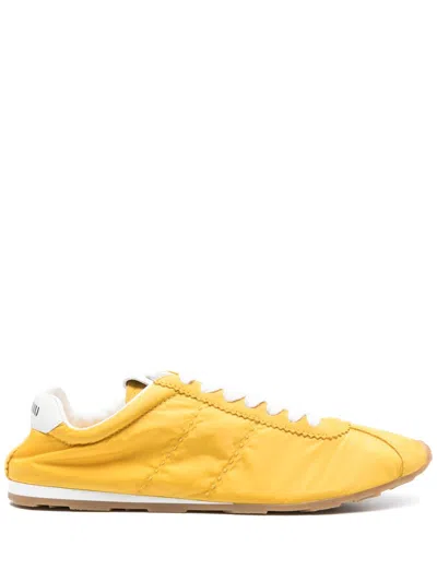 Miu Miu Sneakers Gialle In Tessuto E Pelle Scamosciata  Donna In Topazio