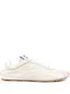 Miu Miu White Leather Low Top Sneakers In Beige