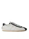 Miu Miu Plume Leather And Suede Sneakers With Used Effect In White
