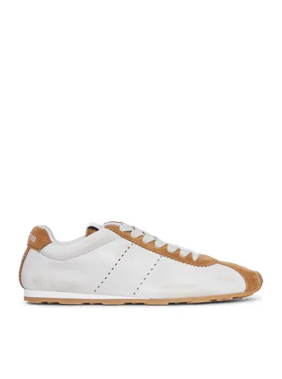 Miu Miu Plume Sneakers In Nappa And Suede In White