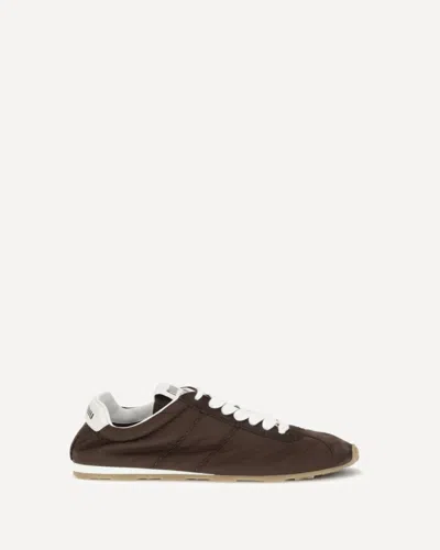 Miu Miu Brown Calf Leather Bos Taurus Low Top Sneakers