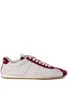 Miu Miu Plume Leather And Suede Sneakers In White