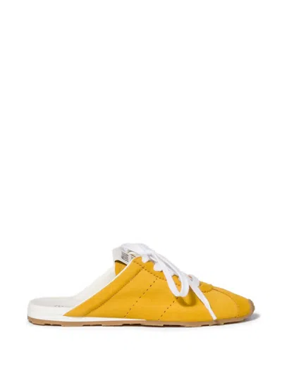 Miu Miu Plume Suede Mules In Yellow