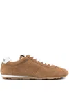Miu Miu Brown Calf Leather Bos Taurus Athletic Sneakers In Brown