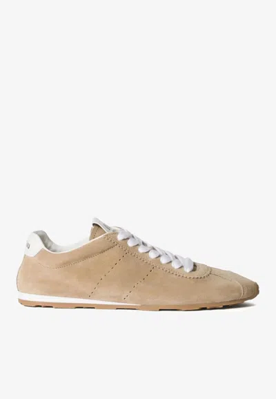 Miu Miu Plume Suede Sneakers In Brown