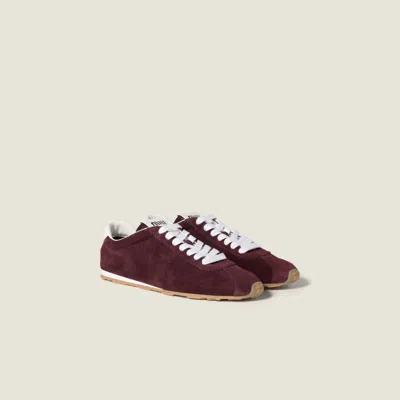 Miu Miu Plume Suede Sneakers In Brown