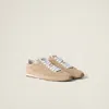 Miu Miu Plume Suede Sneakers In Desert Beige