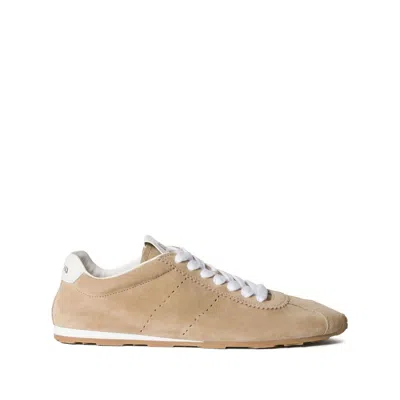 Miu Miu Plume Suede Sneakers In Nude