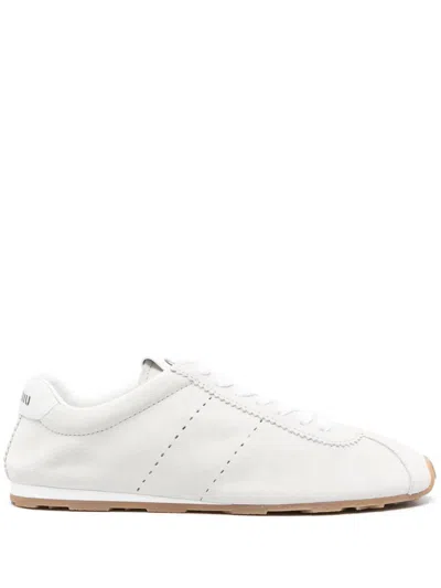 Miu Miu Plume Suede Sneakers In White