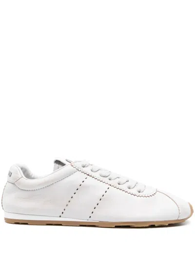 Miu Miu Plume Suede Sneakers In White