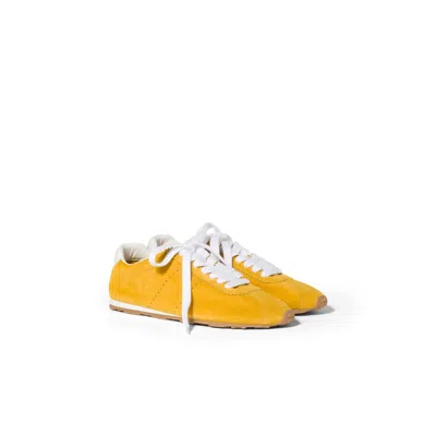 Miu Miu Plume Suede Sneakers In Yellow