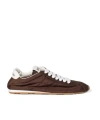 Miu Miu Fabric And Suede Low Top Sneakers Contrast Sole In Brown