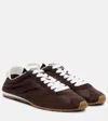Miu Miu Fabric And Suede Low Top Sneakers Contrast Sole In Brown
