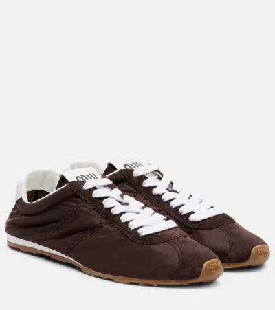MIU MIU PLUME SUEDE-TRIMMED SNEAKERS
