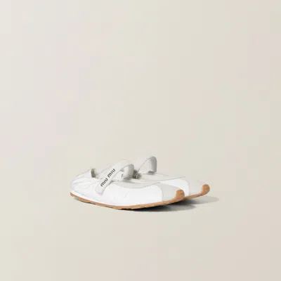 Miu Miu Plume Technical Fabric And Suede Ballerinas In White
