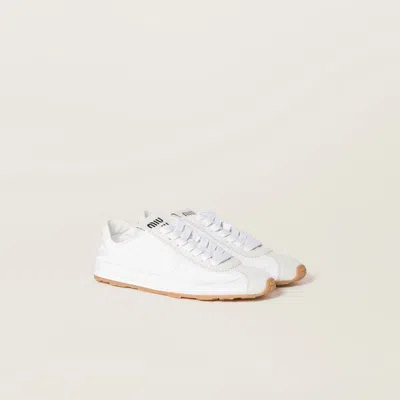 MIU MIU PLUME TECHNICAL FABRIC AND SUEDE SNEAKERS