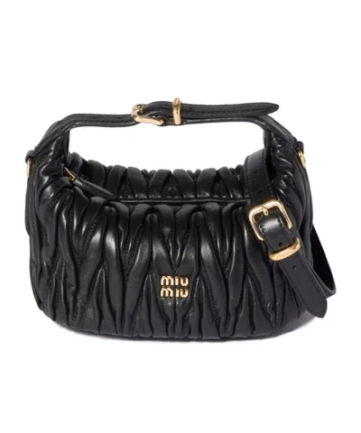 Miu Miu Pochette En Cuir Nappa Matelassé In Black