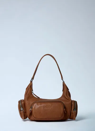 Miu Miu Pocket Handbag In Brown